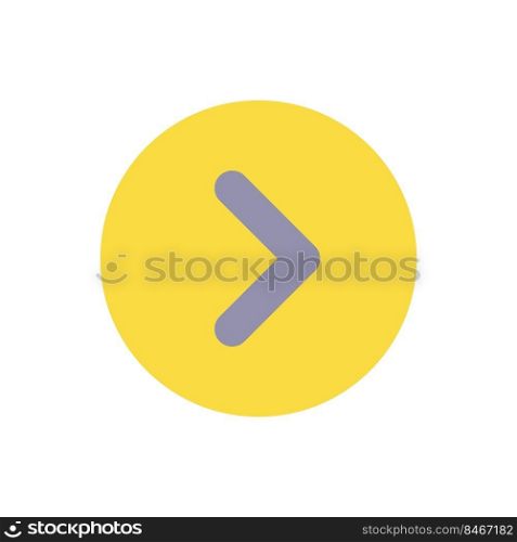Arrow right button flat color ui icon. Next track. Toolbar control element. Move forward. Menu command. Simple filled element for mobile app. Colorful solid pictogram. Vector isolated RGB illustration. Arrow right button flat color ui icon