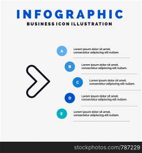 Arrow, Right, Forward, Direction Line icon with 5 steps presentation infographics Background