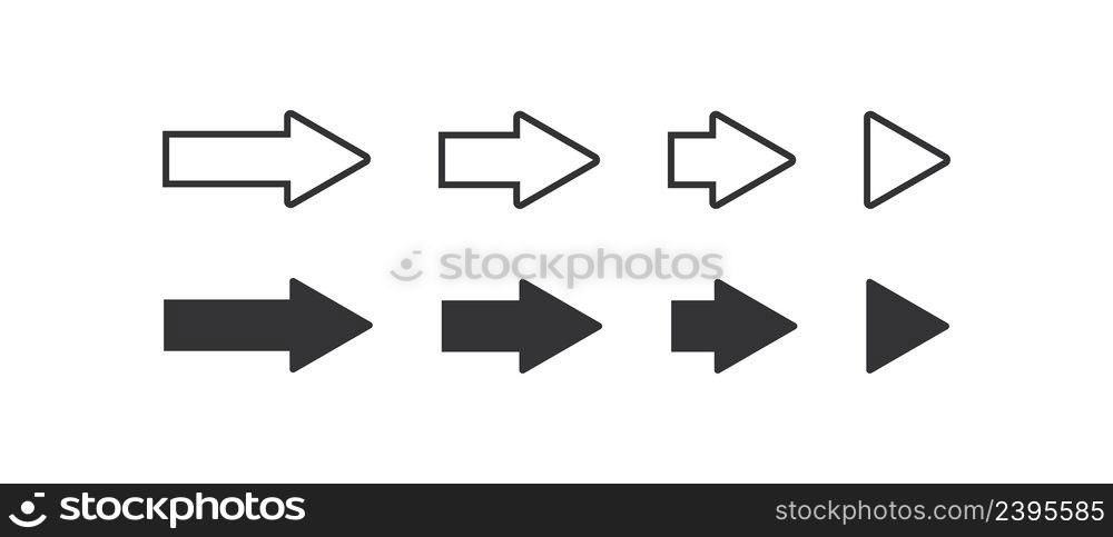 Arrow right icon set. Pointers vector desing.
