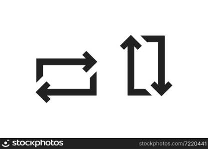 Arrow rotate icon set. Twist, two arrow sign in vector flat style.