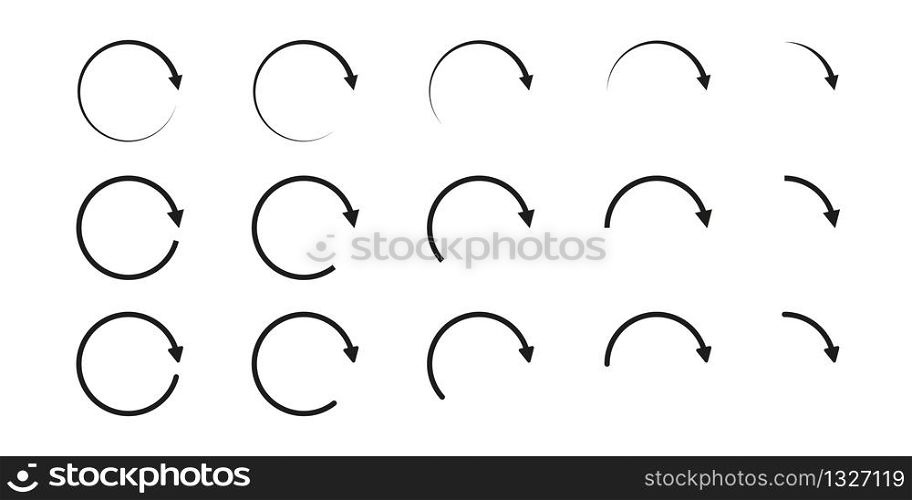 Arrow round icon vector. Black arrow circle recycle design. Black circle arrow. Recycle set icon vector. EPS 10