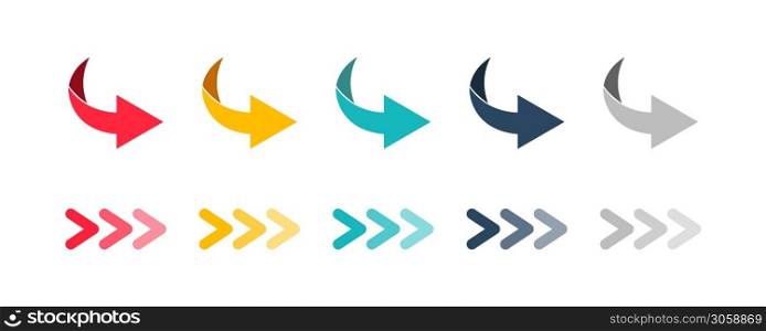 Arrow set icon. Colored arrow symbols. Arrow isolated vector graphic elements. EPS 10