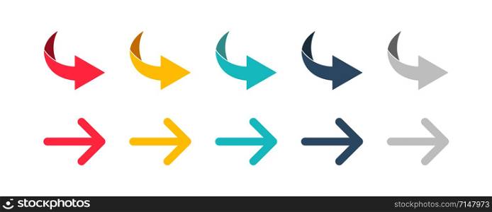 Arrow set icon. Colorful arrow symbols. Arrow isolated vector graphic elements. EPS 10