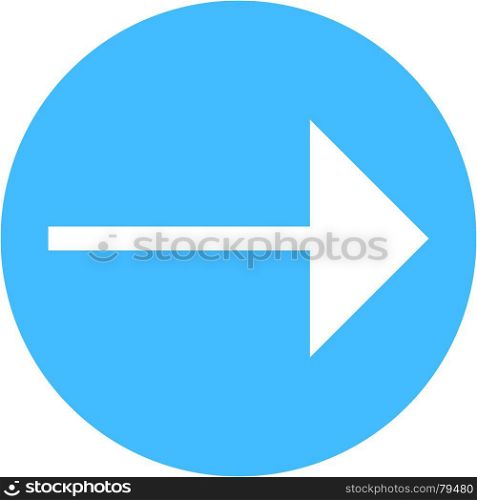 Arrow sign direction icon circle button in circular shape. Quick and easy recolorable shape isolated from background. Vector illustration a graphic element for design.