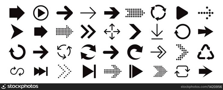 Arrow sign icon set. Collection of arrows for web design, mobile apps, interface. Vector illustration eps10