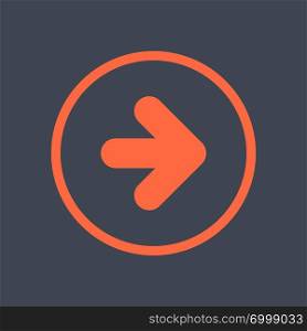 Arrow sign in a round icon. Red button is created in flat style. The design graphic element is saved as a vector illustration in the EPS file format.
