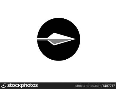 arrow sign with circle shape icon on white background.