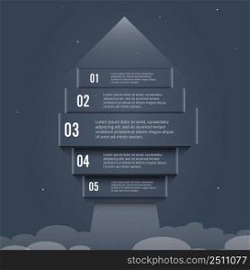 Arrow start up infographic options banner. Business success concept. Can be used for workflow layout, diagram, chart, number and step options, web design. Vector illustration.