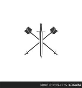 arrow sword logo icon vector illustration design template