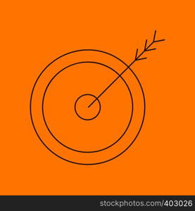 Arrow target line icon, thin contour on yellow background. Arrow target line icon