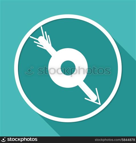 arrow target on white circle with a long shadow
