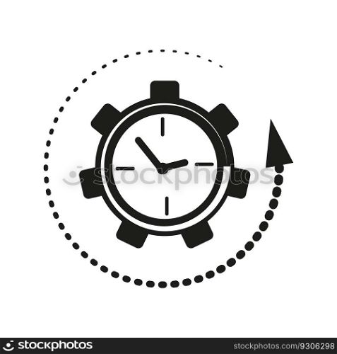 Arrow, time, gear, clock icon. Simple line, outline of icons for ui and ux, website or mobile application. Vector illustration. EPS 10.. Arrow, time, gear, clock icon. Simple line, outline of icons for ui and ux, website or mobile application. Vector illustration.
