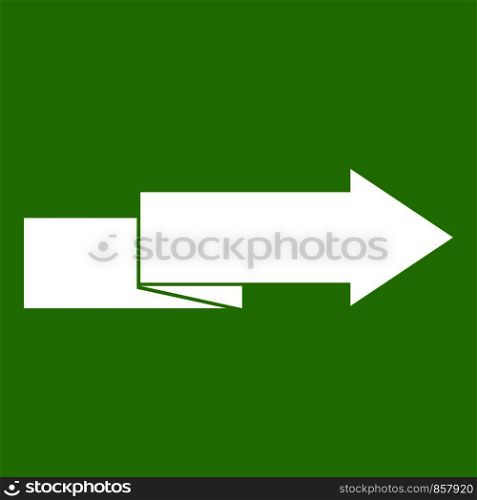 Arrow to right icon white isolated on green background. Vector illustration. Arrow to right icon green