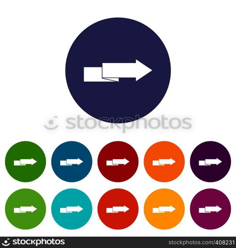 Arrow to right set icons in different colors isolated on white background. Arrow to right set icons