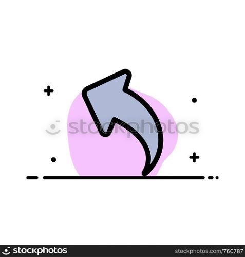 Arrow, Up, Back Business Flat Line Filled Icon Vector Banner Template