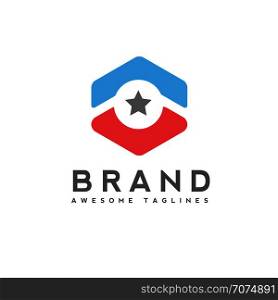 arrow up circle and star business logo, hexagon star Technology logo, star logo concept
