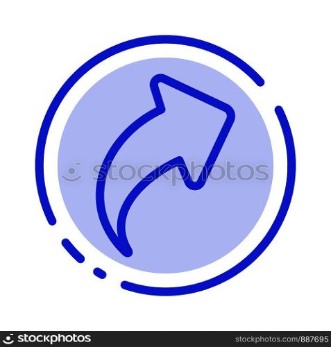 Arrow, Up, Direction, Right Blue Dotted Line Line Icon