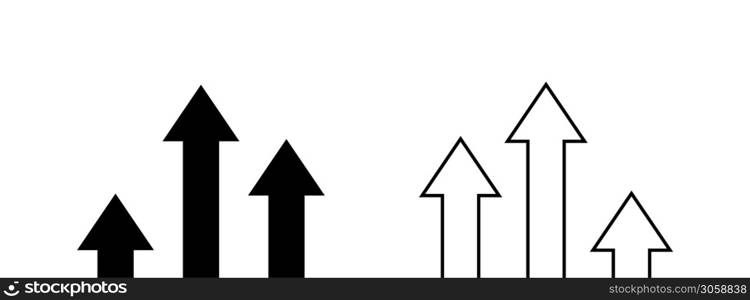 Arrow up. Growing arrow. Vector isolated elements. Black isolated arrow. Arrows going up. Graphic elements. EPS 10