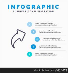 Arrow, Up, Right Line icon with 5 steps presentation infographics Background