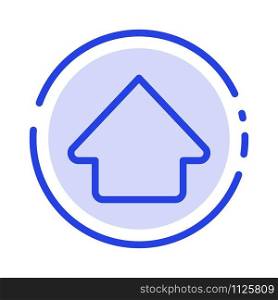 Arrow, Up, Upload Blue Dotted Line Line Icon