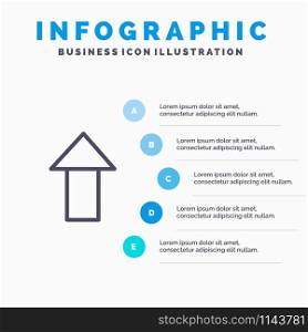 Arrow, Up, Upload Line icon with 5 steps presentation infographics Background