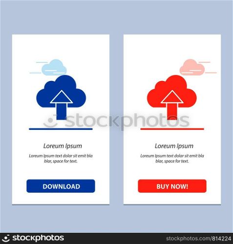 Arrow, Upload, Up, Cloud Blue and Red Download and Buy Now web Widget Card Template