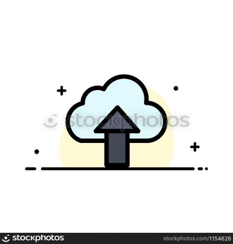 Arrow, Upload, Up, Cloud Business Flat Line Filled Icon Vector Banner Template