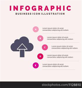 Arrow, Upload, Up, Cloud Solid Icon Infographics 5 Steps Presentation Background