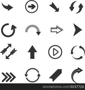 Arrow vector signs icons. Arrow icons. Vector set of round arrows, undo and redo signs, recycling arrows on white background