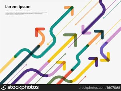 Arrow way diagonal direction colorful overlapping on white background. Vector illustration