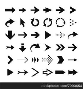 Arrow web icons isolated, cursor arrows, download and next page navigation buttons vector set. Interface forward arrow, circular arrow pointer illustration. Arrow web icons isolated, cursor arrows, download and next page navigation buttons vector set
