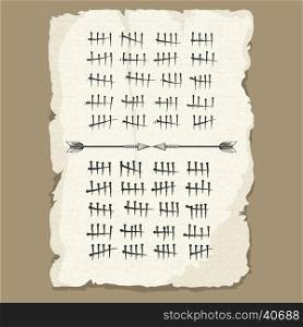 Arrows and couting tally numbers design. Arrows and waiting couting tally numbers on old paper design vector