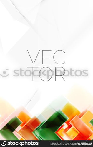 Arrows and triangles background. Vector web brochure, internet flyer, wallpaper or cover poster layout design. Geometric style, colorful realistic glossy arrow shapes with copyspace. Directional idea banner
