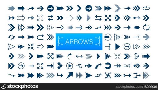 Arrows big black set icons. Arrow icon. Arrows for web design, mobile apps, interface and more. Vector stock illustration. Arrows big black set icons. Arrow icon. Arrows for web design, mobile apps, interface and more. Vector stock illustration.