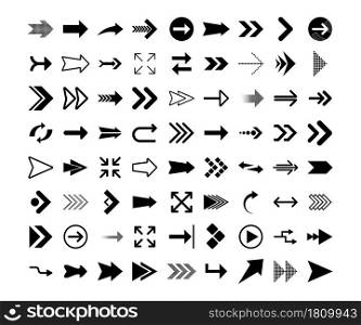 Arrows big black set icons. Arrow icon. Arrows for web design, mobile apps, interface and more. Vector stock illustration. Arrows big black set icons. Arrow icon. Arrows for web design, mobile apps, interface and more. Vector stock illustration.