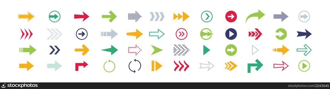Arrows big color set icons. Arrow icon collection. Cursor simple vector illustration flat style