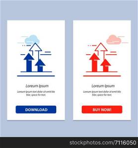 Arrows, Break, Breaking, Forward, Limits Blue and Red Download and Buy Now web Widget Card Template
