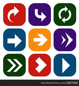 Arrows button. Colourful paper signpost down up with rounded circle arrowheads for website navigation and mobile app symbols vector isolated set. Arrows button. Colourful paper signpost down up with rounded circle arrowheads for website navigation and mobile app vector isolated set