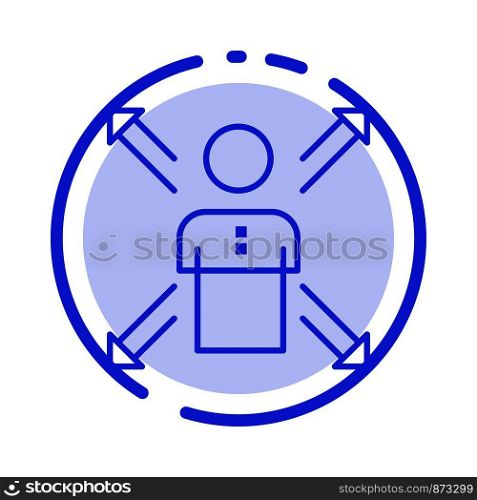 Arrows, Career, Direction, Employee, Human, Person, Ways Blue Dotted Line Line Icon