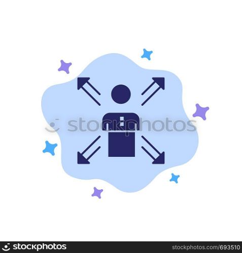 Arrows, Career, Direction, Employee, Human, Person, Ways Blue Icon on Abstract Cloud Background