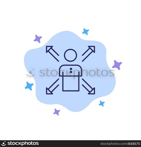 Arrows, Career, Direction, Employee, Human, Person, Ways Blue Icon on Abstract Cloud Background
