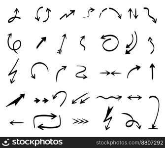 Arrows collection hand drawing abstract shapes vector image