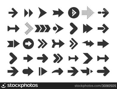 Arrows collection. Modern graphic direction signs computer screen curves arrows vector set. Arrows collection. Modern graphic direction signs computer screen curves arrows