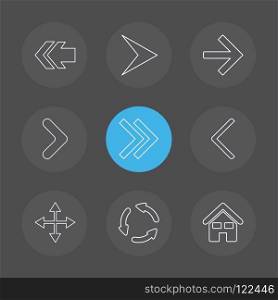 arrows , directions , pointer , arrow , left , right , up , down , mouse , play , rewind , foword , icon, vector, design,  flat,  collection, style, creative,  icons