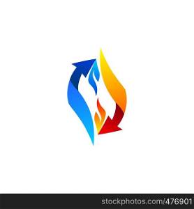 arrows flame connection logo concept elements symbol icon vector design illustration
