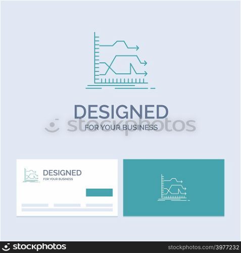 Arrows, forward, graph, market, prediction Business Logo Line Icon Symbol for your business. Turquoise Business Cards with Brand logo template