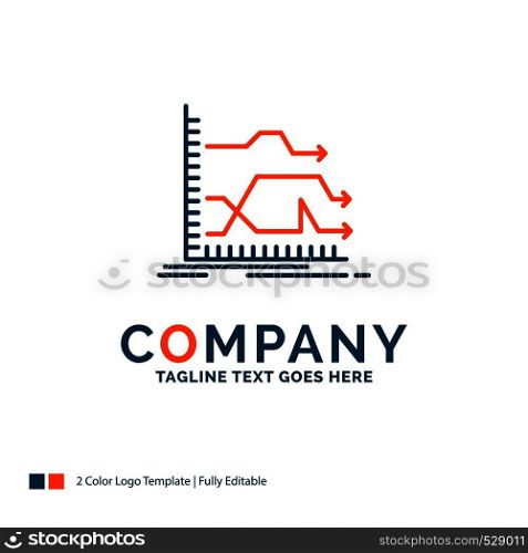 Arrows, forward, graph, market, prediction Logo Design. Blue and Orange Brand Name Design. Place for Tagline. Business Logo template.