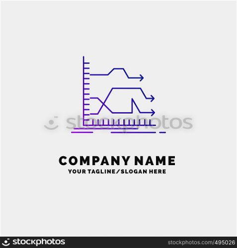 Arrows, forward, graph, market, prediction Purple Business Logo Template. Place for Tagline. Vector EPS10 Abstract Template background