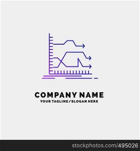 Arrows, forward, graph, market, prediction Purple Business Logo Template. Place for Tagline. Vector EPS10 Abstract Template background