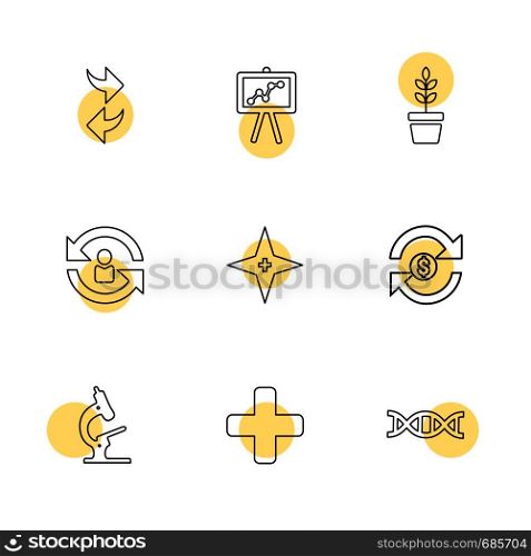 arrows , graph , plant , reset , refresh , star , money , dollar, microscope , medical , dna , icon, icons, set, line, vector, business, sign, symbol, outline,